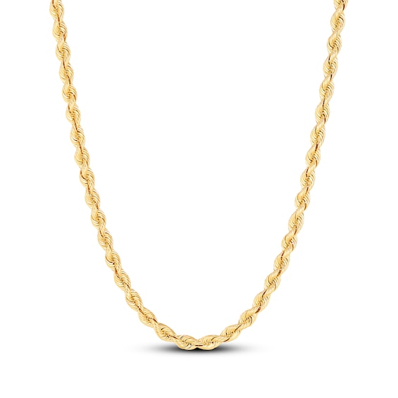 Silk Rope Chain Necklace 3.7mm Solid 14K Yellow Gold 18"