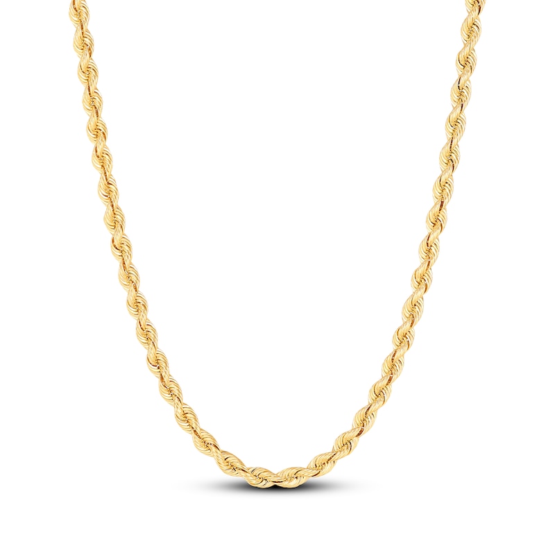 Main Image 1 of Silk Rope Chain Necklace 3.7mm Solid 14K Yellow Gold 18"