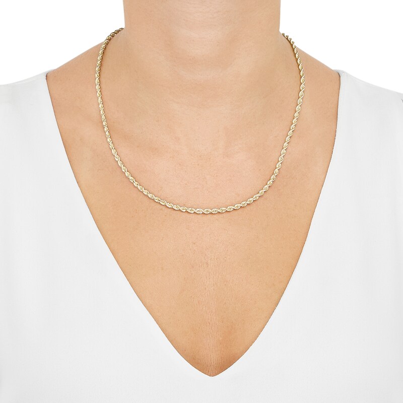 Main Image 4 of Silk Rope Chain Necklace 3.7mm Solid 14K Yellow Gold 18"