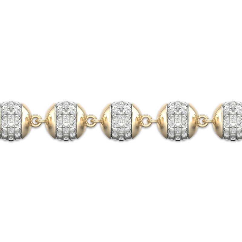 Main Image 2 of Men's Diamond Ball Bead Bracelet 2 ct tw 10K Yellow Gold 8.5"
