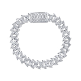 Men's Diamond Spike Link Chain Bracelet 1 ct tw Sterling Silver 8.5"