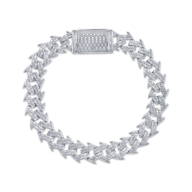 Main Image 1 of Men's Diamond Spike Link Chain Bracelet 1 ct tw Sterling Silver 8.5"