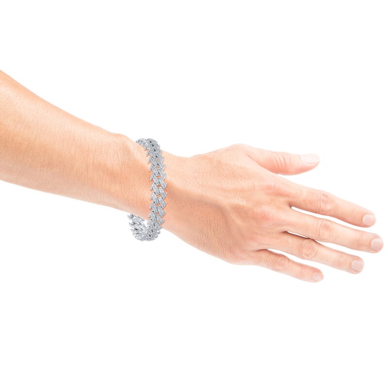 Main Image 4 of Men's Diamond Spike Link Chain Bracelet 1 ct tw Sterling Silver 8.5"