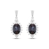 Thumbnail Image 2 of Oval-Cut Lab-Created Alexandrite & White Lab-Created Sapphire Drop Earrings Sterling Silver