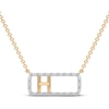 Thumbnail Image 1 of Diamond H Initial Rectangle Necklace 1/10 ct tw 10K Yellow Gold 18"