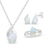 Thumbnail Image 1 of Pear-Shaped Lab-Created Opal & White Lab-Created Sapphire Gift Set Sterling Silver
