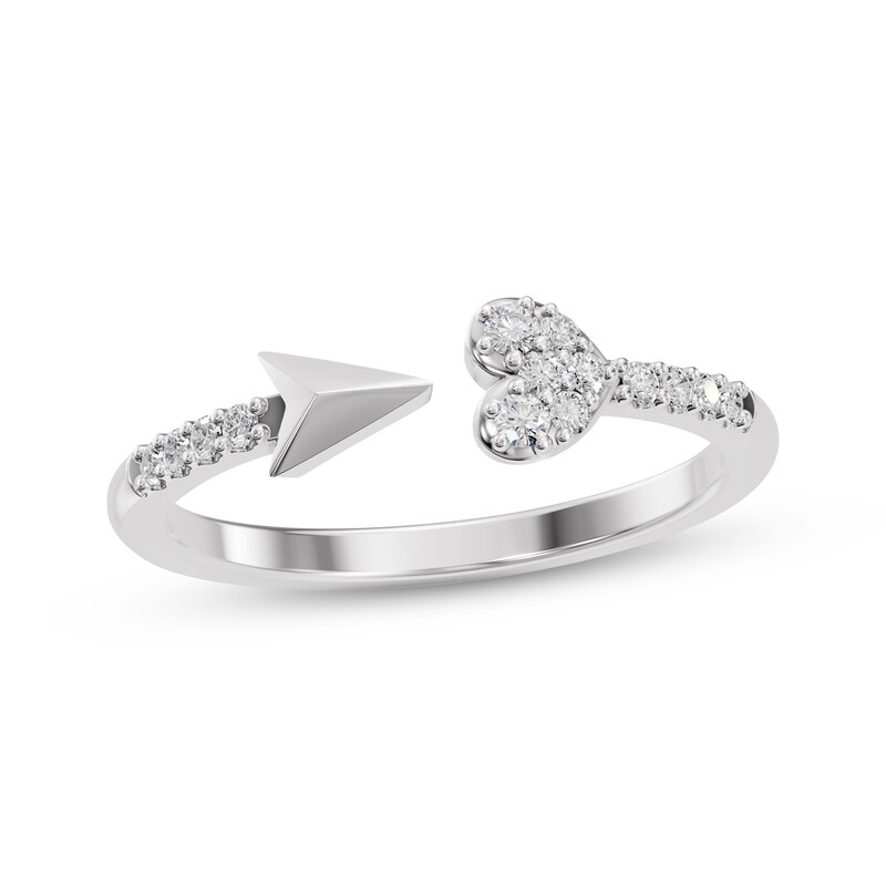 Main Image 1 of Diamond Heart & Arrow Deconstructed Ring 1/8 ct tw Sterling Silver