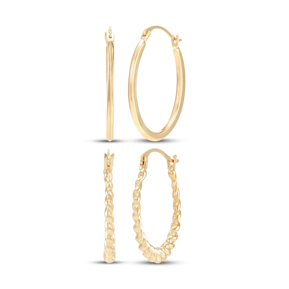 Hoop Earrings Gift Set 10K Yellow Gold