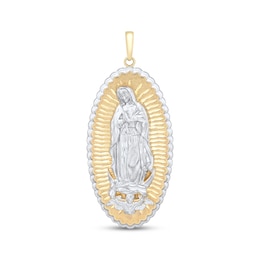 Diamond-Cut Our Lady of Guadalupe Oval Charm 10K Yellow Gold
