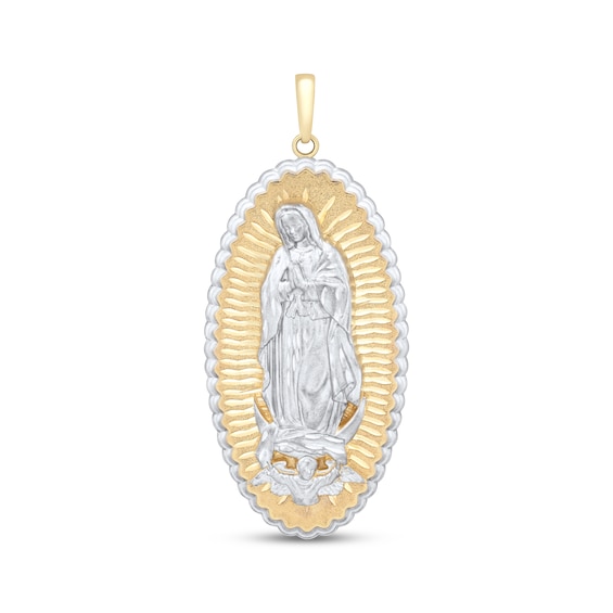 Diamond-Cut Our Lady of Guadalupe Oval Charm 10K Yellow Gold