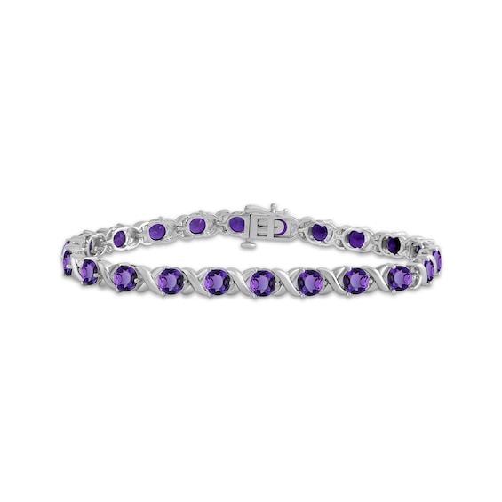 Amethyst "XO" Bracelet Sterling Silver 7.5"
