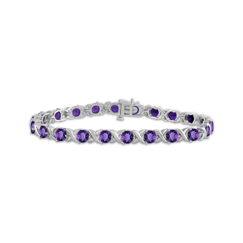 Main Image 1 of Amethyst "XO" Bracelet Sterling Silver 7.5"