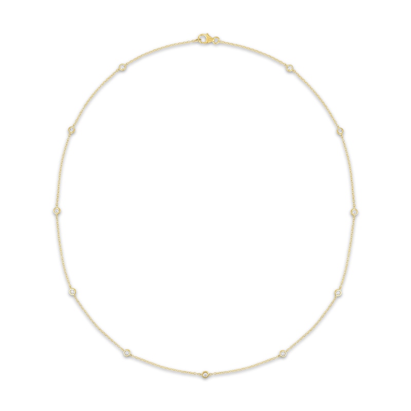 Main Image 1 of KAY Lab-Grown Diamonds Bezel-Set Station Necklace 1/2 ct tw 10K Yellow Gold 18"