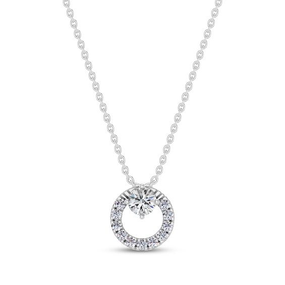 Lab-Grown Diamond Circle Necklace 1/4 ct tw Sterling Silver 18"