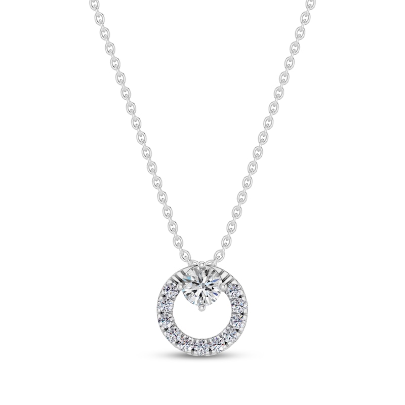 Main Image 1 of Lab-Grown Diamond Circle Necklace 1/4 ct tw Sterling Silver 18"