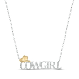 Diamond "Cowgirl" Necklace 1/20 ct tw Sterling Silver with 24K Yellow Gold Vermeil 18"