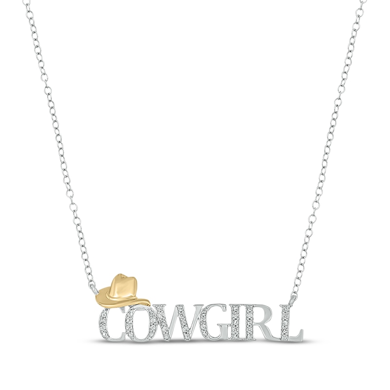 Main Image 1 of Diamond "Cowgirl" Necklace 1/20 ct tw Sterling Silver with 24K Yellow Gold Vermeil 18"