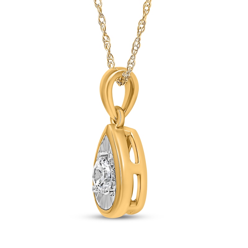Main Image 2 of Radiant Reflections Diamond Solitaire Teardrop Frame Necklace 1/6 ct tw 10K Two-Tone Gold (J/I3)