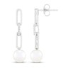 Thumbnail Image 3 of Cultured Pearl & White Lab-Created Sapphire Paperclip Link Drop Earrings Sterling Silver