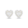 Thumbnail Image 2 of Baguette & Round-Cut Multi-Diamond Heart Stud Earrings 1/4 ct tw 10K Yellow Gold