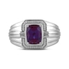Thumbnail Image 4 of Men's Cushion-Cut Lab-Created Alexandrite & Diamond Ring 1/10 ct tw Sterling Silver