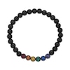 Thumbnail Image 2 of Men's Black Agate & Multicolor Lab-Created Gemstone Bead Bracelet Matte Gunmetal-Plated Sterling Silver 8.5"