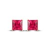 Thumbnail Image 2 of Men's Square-Cut Lab-Created Ruby Solitaire Stud Earrings 10K Yellow Gold