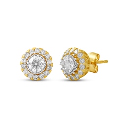 Diamond Halo Stud Earrings 1 ct tw 10K Yellow Gold