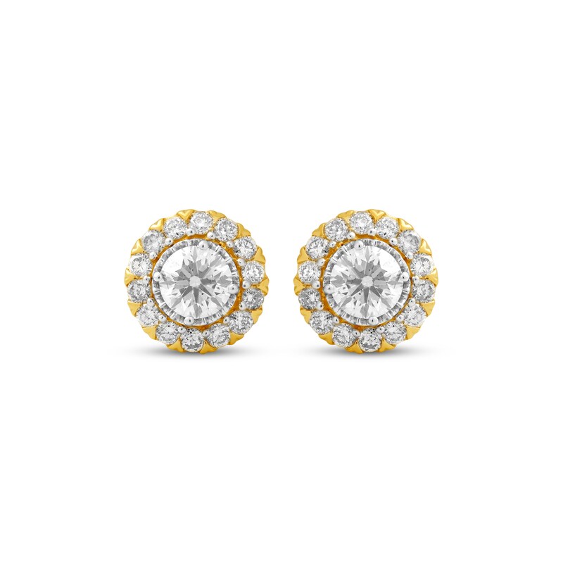 Main Image 2 of Diamond Halo Stud Earrings 1 ct tw 10K Yellow Gold