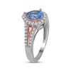 Thumbnail Image 2 of Pear-Shaped Swiss Blue Topaz & White Lab-Created Sapphire Halo Ring Sterling Silver & 10K Rose Gold