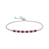 Thumbnail Image 1 of Oval-Cut Lab-Created Ruby & Round-Cut White Lab-Created Sapphire Bolo Bracelet Sterling Silver 9"