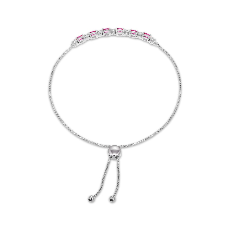 Main Image 2 of Oval-Cut Lab-Created Ruby & Round-Cut White Lab-Created Sapphire Bolo Bracelet Sterling Silver 9"