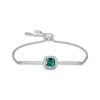 Thumbnail Image 1 of Cushion-Cut Green Quartz & White Lab-Created Sapphire Bolo Bracelet Sterling Silver 9"
