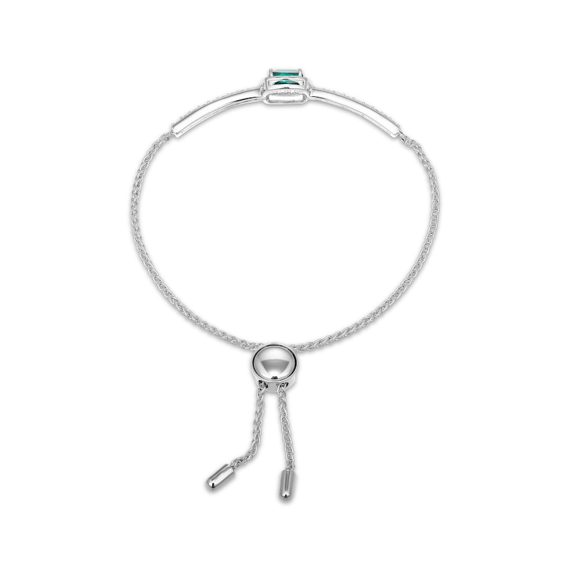 Main Image 2 of Cushion-Cut Green Quartz & White Lab-Created Sapphire Bolo Bracelet Sterling Silver 9"