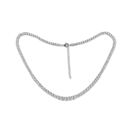 White Lab-Created Sapphire Graduated Riviera Necklace Sterling Silver 18"