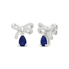 Thumbnail Image 1 of Pear-Shaped Blue Lab-Created Sapphire & White Lab-Created Sapphire Bow Dangle Earrings Sterling Silver