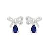 Thumbnail Image 2 of Pear-Shaped Blue Lab-Created Sapphire & White Lab-Created Sapphire Bow Dangle Earrings Sterling Silver
