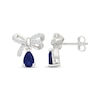 Thumbnail Image 3 of Pear-Shaped Blue Lab-Created Sapphire & White Lab-Created Sapphire Bow Dangle Earrings Sterling Silver