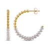 Thumbnail Image 3 of Cultured Freshwater Pearl & Beaded Half-and-Half Hoop Earrings 24K Yellow Gold Vermeil Sterling Silver