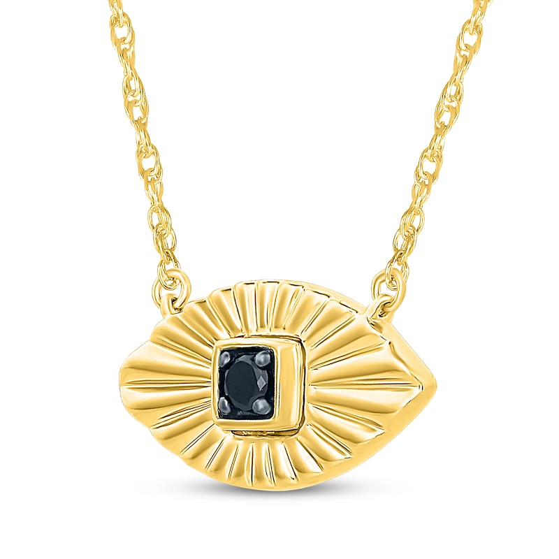 Main Image 2 of Black Diamond Solitaire Evil Eye Necklace 1/20 ct tw 24K Yellow Gold Vermeil Sterling Silver 18"