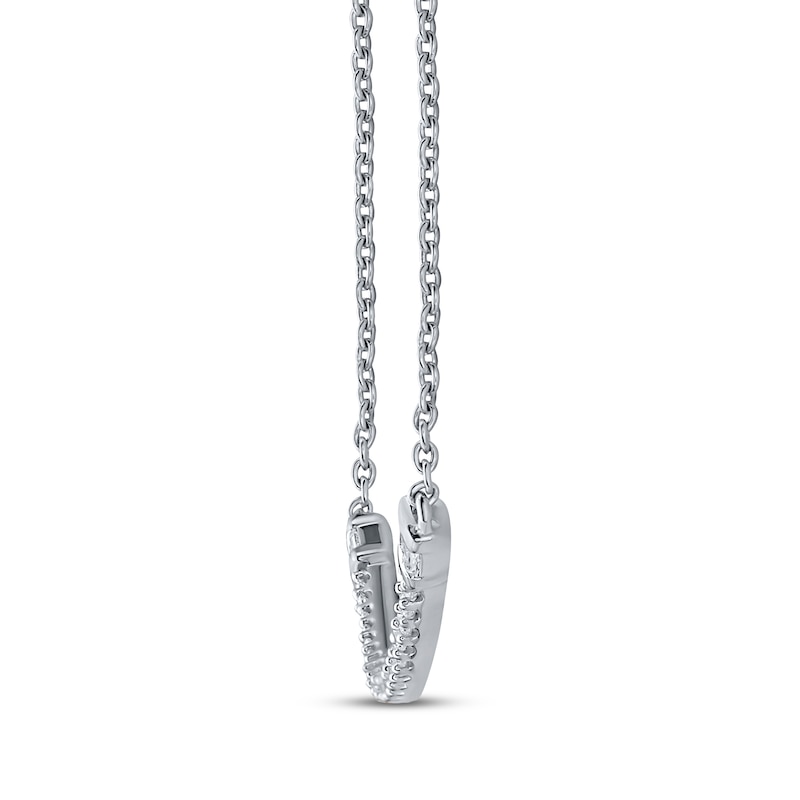 Main Image 3 of Baguette & Round-Cut Diamond Smile Necklace 1/4 ct tw 10K White Gold 18"