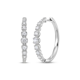 Diamond Graduated Hoop Earrings 3/4 ct tw 10K White Gold