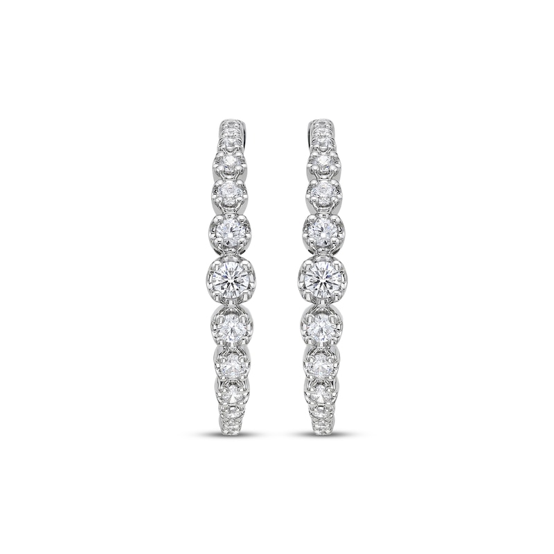 Main Image 2 of Diamond Graduated Hoop Earrings 3/4 ct tw 10K White Gold