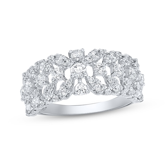 Diamond Multi-Row Scatter Fashion Ring 1 ct tw 10K White Gold