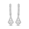 Thumbnail Image 2 of Baguette & Round-Cut Diamond Dangle Hoop Earrings 1/4 ct tw 10K White Gold