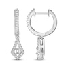 Thumbnail Image 3 of Baguette & Round-Cut Diamond Dangle Hoop Earrings 1/4 ct tw 10K White Gold