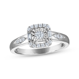 Adore Round-Cut Diamond Cushion Frame Engagement Ring 1/4 ct tw 10K White Gold