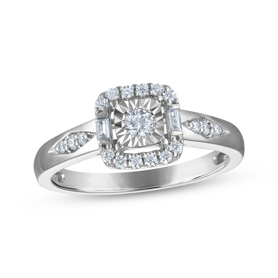 Adore Round-Cut Diamond Cushion Frame Engagement Ring 1/4 ct tw 10K White Gold