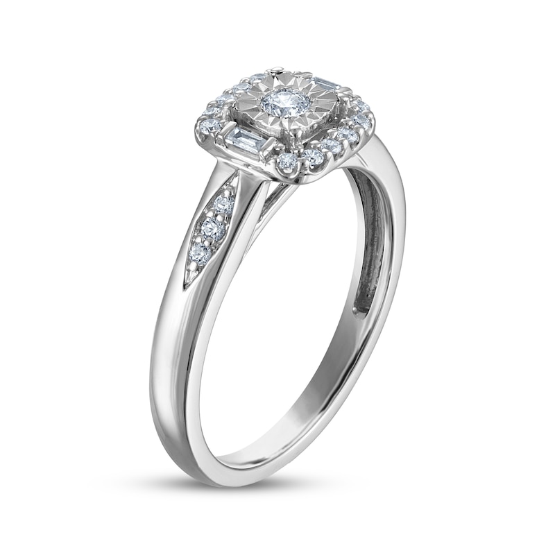 Main Image 2 of Adore Round-Cut Diamond Cushion Frame Engagement Ring 1/4 ct tw 10K White Gold