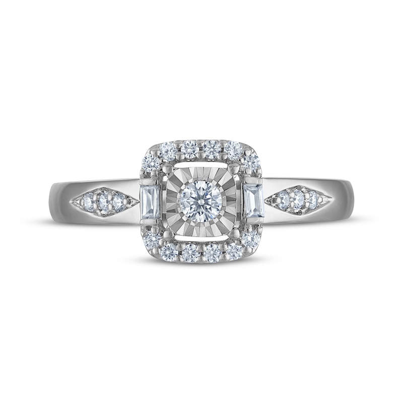 Main Image 3 of Adore Round-Cut Diamond Cushion Frame Engagement Ring 1/4 ct tw 10K White Gold